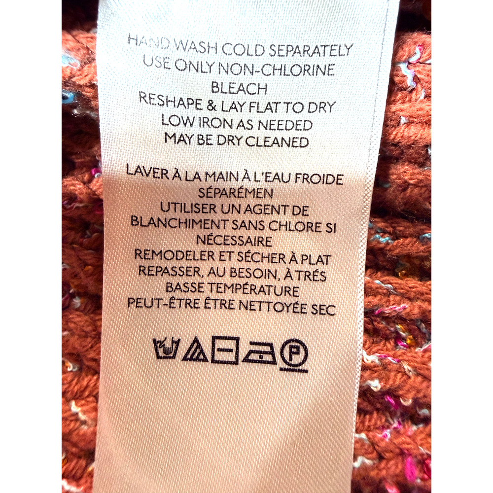Free People Swim Too Deep Turtleneck Sweater Orange Confetti Knit Womens Sz Med
